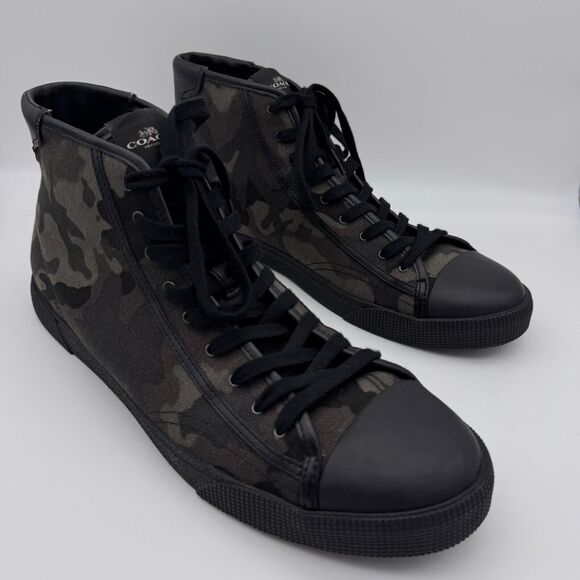 Coach High Top Sneakers Mens 13 Camo Print C207 Shoes Streetwear - Picture 1 of 16